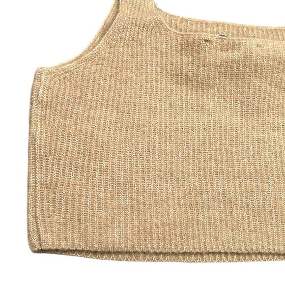 Everlane Tank Top Woman’s Size Large Cozy Knit Stretch Tan Cropped NEW - Picture 5 of 12